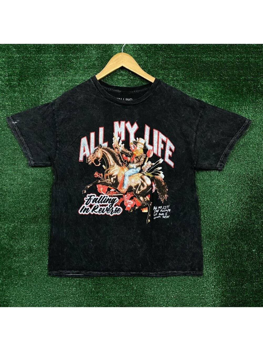 Falling In Reverse All My Life Cowboy Acid Wash T-shirt size Large